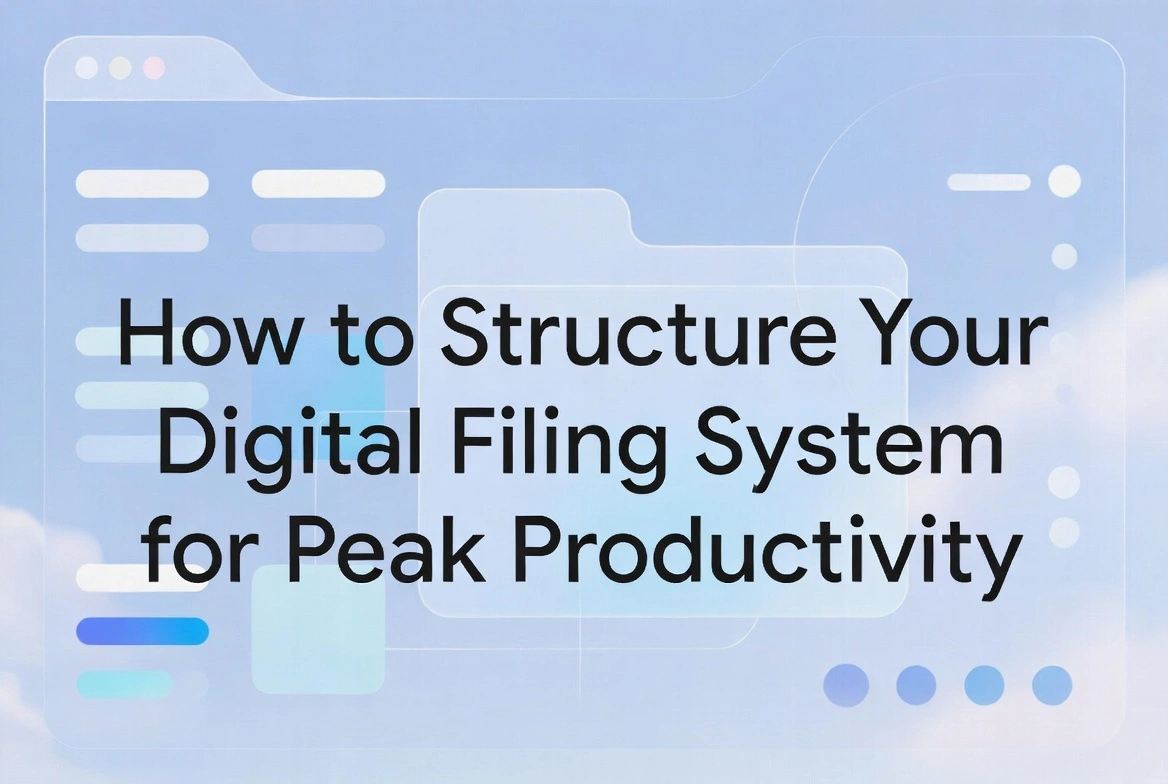 Organized digital filing system with folders and productivity icons